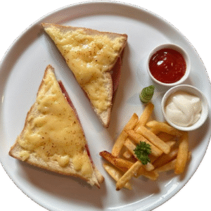 Croquemansiur With French Fries